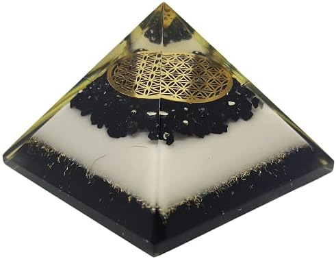 Sharvgun Black Tourmaline לבן אבן אבן אורגוניט פירמידה ריפוי קריסטל אקס-LG פרח
