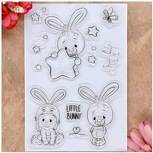 KWELLAM Little Bunny Heart Putterfly חותמות ברורות לייצור כרטיסים וקישוט DIY