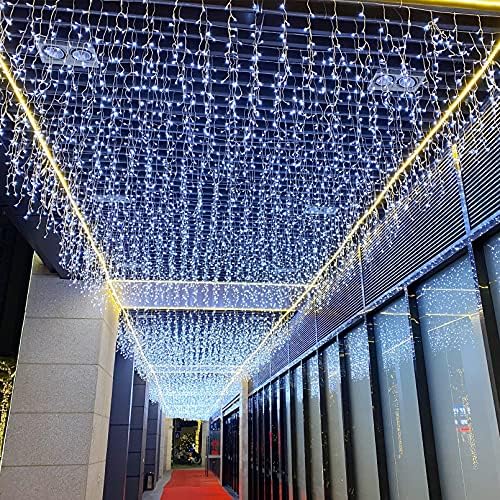 אורות קרח led gtsyding, 13ft 96 נוריות LED 8 מצבים וילון חלון פיות הניתן להרחבה תקרת חג המולד משתלשלת אורות זיכרון נצנוץ לקישוטים למסיבה