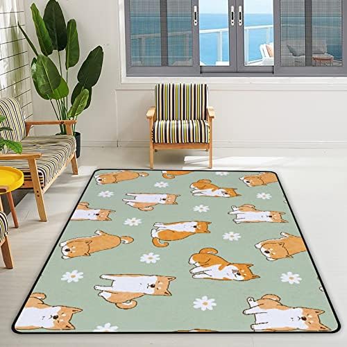 זוחל שטיח מקורה משחק מחצלת פרח כלב מצויר לסלון חדר שינה חינוכי חינוך משתלת שטיחים שטיחים 60x39in