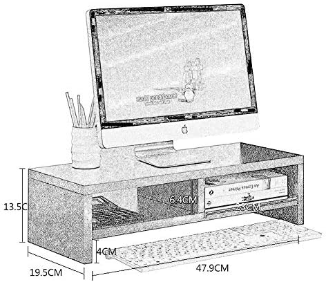 רב תכליתי משרד צג משכים, מתכוונן מחשב צג סטנד מארגן שולחן עם מגירה, 2 שכבות צג סטנד יציב-ד
