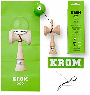 KROM מקורי פרו קנדמה עשוי עץ למתחילים ולשחקנים מתקדמים - פופ חחח ליים ירוק - משחק מיומנות לחיק הטבע והפנים - צעצוע מעץ עם חוט וכדור