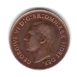 1951 בריטניה בריטניה הגדולה באנגלית חצי פרוטה מטבע קמ868