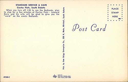 שירות סטנדרטי וקפה קקטוס דירה, דרום דקוטה SD גלויה וינטג 'מקורית