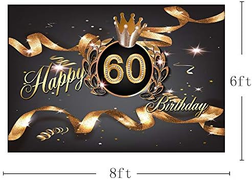 Mehofoto סרט מבוגר שמח באנר יום הולדת 60 סטודיו סטודיו בות 'רקע כתר כוכבים מבריקים קישוט קישוט ציוד תפאורות לצילום 8x6ft
