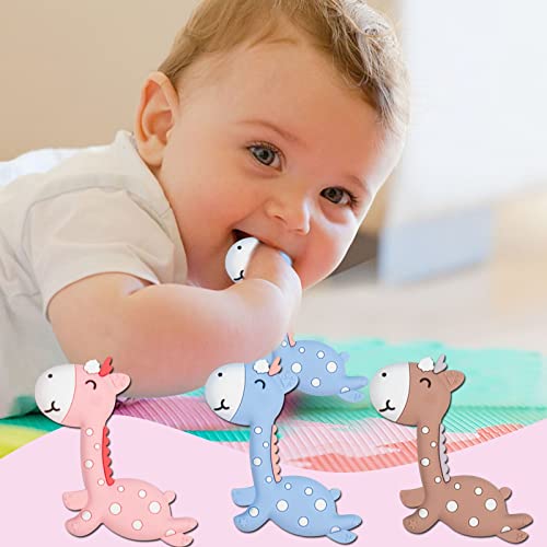 3 חבילות ג'ירפה סיליקון צעצוע בקיעת שיניים לתינוקות לתינוקות 06 חודשים צעצועים לעיסה לתינוקות לצרכים רשימת חינוך כולל