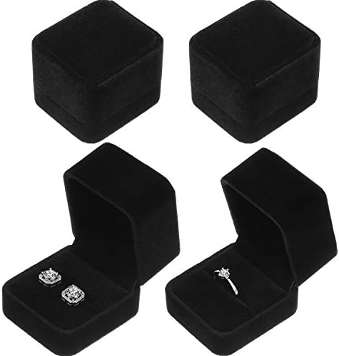 Hicarer 4 חלקים טבעת קטיפה תכשיטי עגיל קופסאות מתנה קופסאות מתנה למעורבות לחתונה יום הולדת ויום השנה