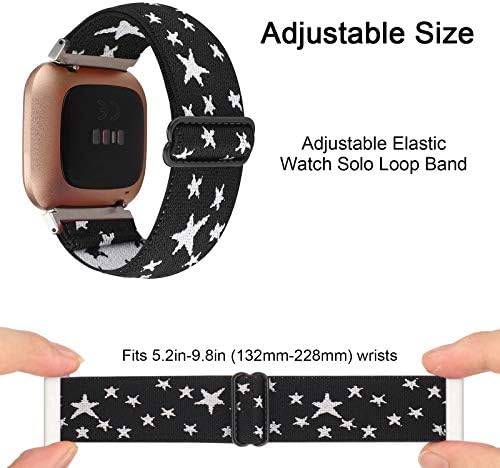 להקת שעון אלסטית מתכווננת תואמת את Fitbit Versa/Versa 2/Versa Lite Edition מיוחד לנשים גברים ניילון רצועה נמתחת צמיד עבור Fitbit Versa