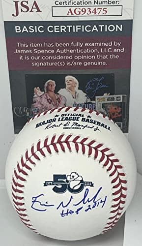 אריק נדל חתם על טקסס ריינג'רס 50 שנה לוגו בייסבול כדור w/hof jsa - כדורי בייסבול עם חתימה