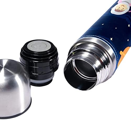 SDFSDFSD 17 גרם ואקום מבודד נירוסטה בקבוק מים ספורט קפה ספל ספל ספל עור אמיתי עטוף BPA בחינם, אסטרונאוטים העומדים על כוכב לכת חדש