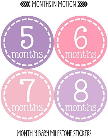 חודשים בתנועה מדבקות חודשיות לתינוק - מדבקות אבן דרך לתינוק-מדבקות לילדות שזה עתה נולדו-מדבקות חודש לתינוקת - מדבקות לתינוקת-מדבקות אבן