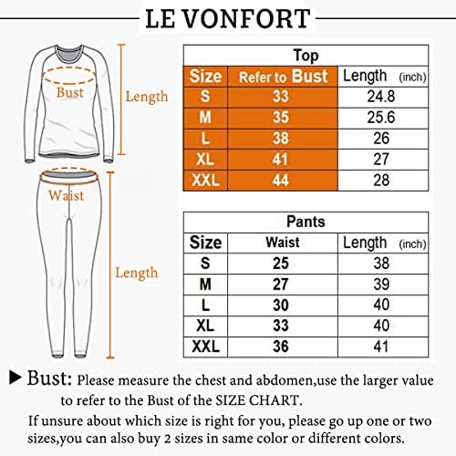להיר תחתונים תרמיים של Le Vonfort לנשים עם ג'ונים ארוכים מרופדים קבעו שכבת בסיס רכה אולטרה רכה.