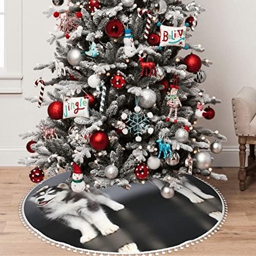 חצאית עץ עץ חג המולד של עץ חג המולד חמוד כלב האסקי חמוד. קוטר 30/36/48 אינץ '