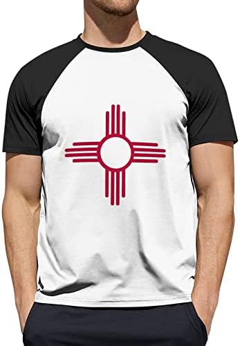 ניו מקסיקו סמל שמש טיז שרוול הקצר של גברים צבע בלוק קרוע חולצות כותנה בייסבול חולצות
