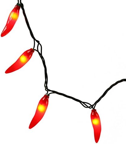 סט ויקרמן של 35 אורות חג המולד של פלפל צ'ילי אדום - חוט ירוק