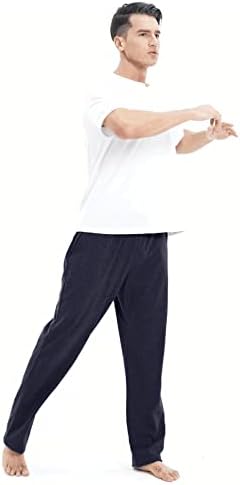 מכנסי יוגה כותנה לגברים של ג'קטאון מכנסיים אתלטי טרקלין רופף מכנסי טרנינג מכנסיים מפעילים מכנסי ג'רזי עם כיסי רוכסן ברגל ישרה