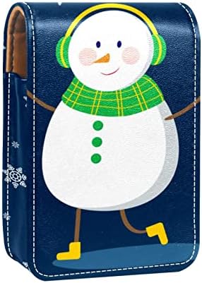 שפתון מקרה עם מראה חמוד נייד איפור תיק קוסמטי פאוץ, שלג קריקטורה פתית שלג חג המולד