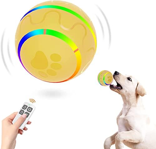 קיריסימה אינטראקטיבי כלב כדורי צעצועי פעיל מתגלגל כדור לכלבים, אגרסיבי לועסי צעצוע, שלט רחוק אור-עד כלב כדור נטענת כתום