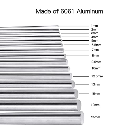 מוט עגול אלומיניום 5/16 קוטר 6061 מקל מוצק אלומיניום למלאכת עשה זאת בעצמך, אורך 150 מ מ, 5 יחידות