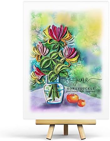 Tumybee Honeysuckle Card כרטיס פרחים, כרטיס פרחי יום הולדת, כרטיס לנשים שנולדו ביוני, כרטיס פרחים חודש לידה, קישוט יום הולדת בן 12 חודשים