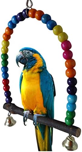 ציפור נדנדה, רב צבע 5.5 על 5.6 אינץ עץ ציפור נדנדות באדי נדנדה צעצועי ערסל עבור תוכים באדי ציפור
