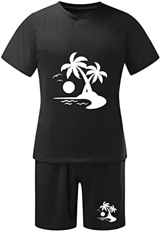 BMISEGM גברים חליפת גברים תלבושת קיץ חוף חוף שרוול קצר חולצה מודפס