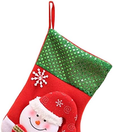 Baoblaze Sequin גרב חג המולד גרב לחג המולד לקישוט מתנה שקיות סוכריות, איש שלג