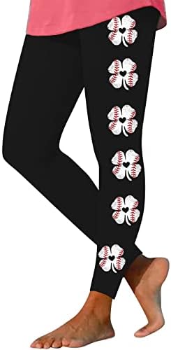 חותלות מותניים גבוהות לנשים בייסבול מודפסים אתלטי רך אטום בקרת בטן מכנסי יוגה חותלות באורך מלא