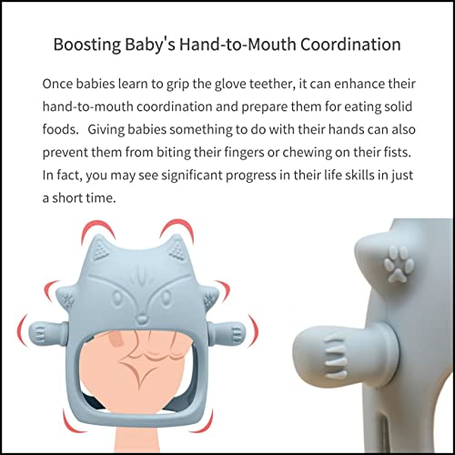 Beymonkay Fox Fox Seather Baby -סיליקון סיליקון צעצוע בקיעת שיניים לתינוקות לתינוקות 3+ חודשים -הקלה בכאבי שיניים מרגיעים וחניכיים כואבות